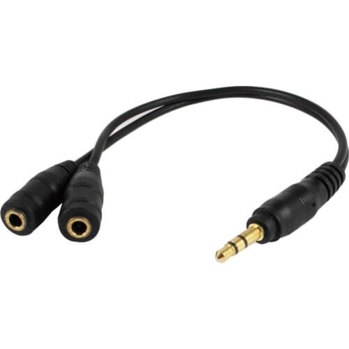 23 cm 3.5 mm dual connector plug male - female adapter jack stereo audio cable