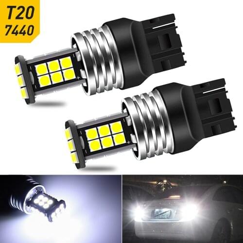 2x Signal Lamp 7440 WY21W W21W Led Canbus Car Bulbs 12V 3030 24SMD T20 LED Led Backup Lights Reversing Lights DC12V 6000k White