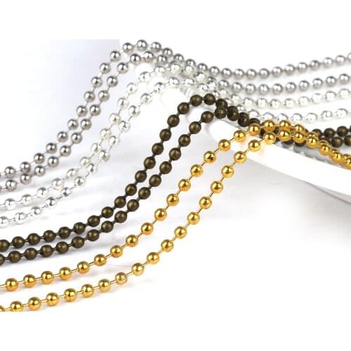 5pcs/lot 60cm Stainless Steel Ball Beads Chain Bulk Chains For DIY Necklace Bracelet Jewelry Making Findings Ball Dia 2.3mm