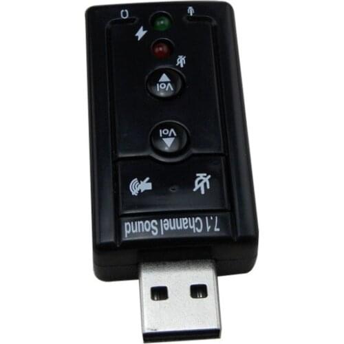 50pcs/lot New Black USB 2.0 Virtual 7.1 Channel Audio Sound Card Adapter 3D for Desktop Notebook sound cards