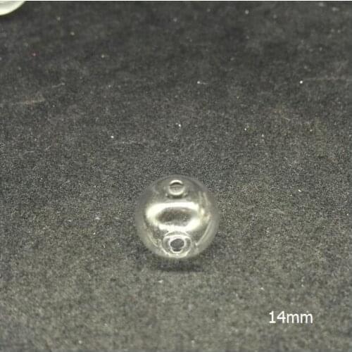 50pieces 14mm clear empty round glass globe ball bubble with 2mm double hole glass vial pendant findings glass bottle locket