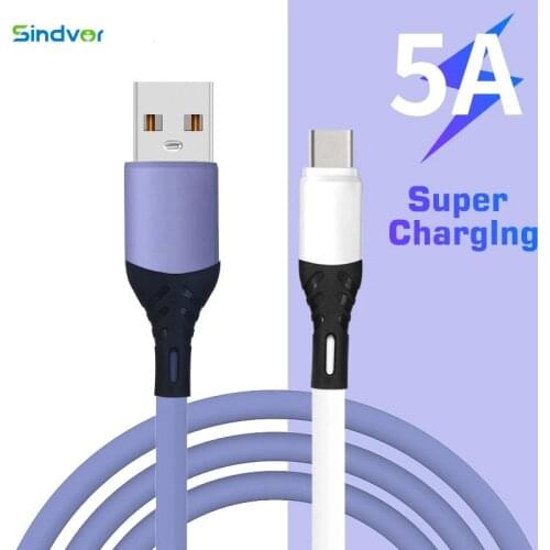 5A USB Charger Cable Fast Charging For iPhone 12 Android Phone Type C Micro USB Data Cord Liquid Silicone Durable USB C Cable