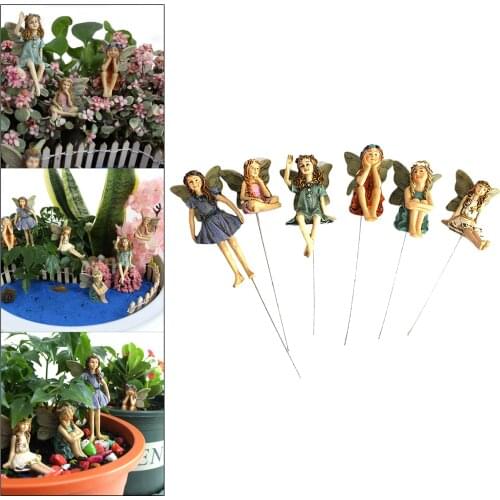6pcs Resin Little Flower Fairy for House Fairy Miniature Outdoor Indoor Garden Decor Ornament Gift