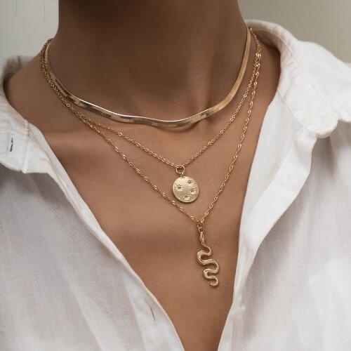 Fashion Charm Snake Chain Choker Necklace For Women Statement Gold Silver Color Snake Pendant Necklace Female Neck Jewelry