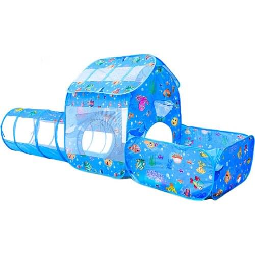Kids Play Tent With Tunnel And Ball Pit 3 In 1 Playhouse Folding Ocean Ball Pool Crawling Tunnel Baby Play House Toy