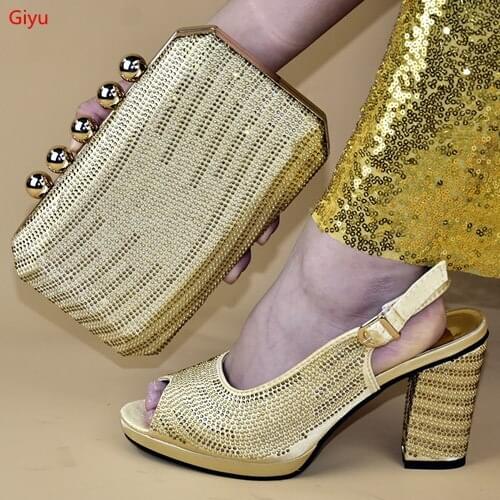 Doershow very nice Shoe and Bag Set New2019Women Shoes and Bag Set In Italy black Color Italian Shoes with Matching Bags!SMS1-16