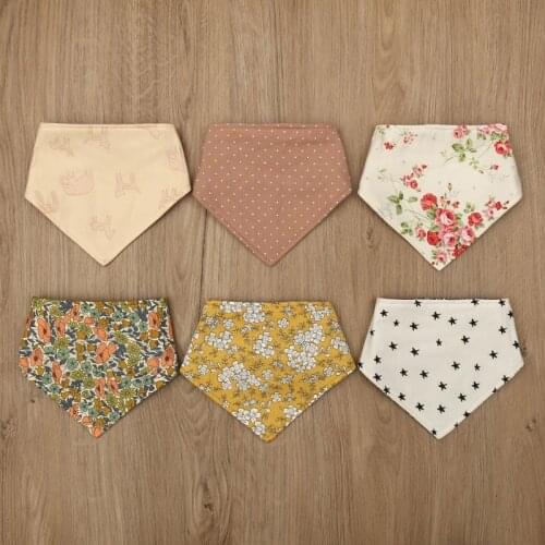 Newborn Double Side Floral Print Bibs Boys Girls Waterproof Cotton Linen Saliva Towel Bandana Scarf Baby Shower Gifts