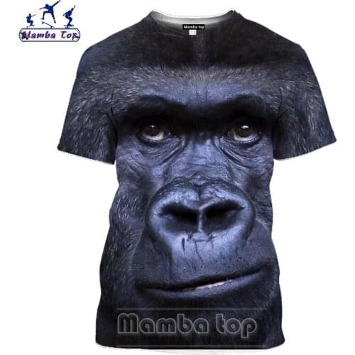 Mamba Top 3D Printing Animal Gorilla T Shirt Men Harajuku Women Tshirt Beach Vacation Imitate Fun Unisex O Neck Fashion Pullover