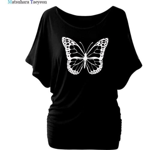 Summer Streetwear Tees Shirts Butterfly Print Short Sleeve Casual Tshirts Hip Hop Harajuku Short Sleeve Loose T-Shirts Tops