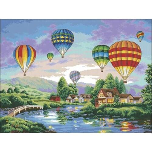 Hot air balloon patterns counted 11CT 14CT 18CT DIY Cross Stitch Sets wholesale Cross-stitch Kits Embroidery Needlework