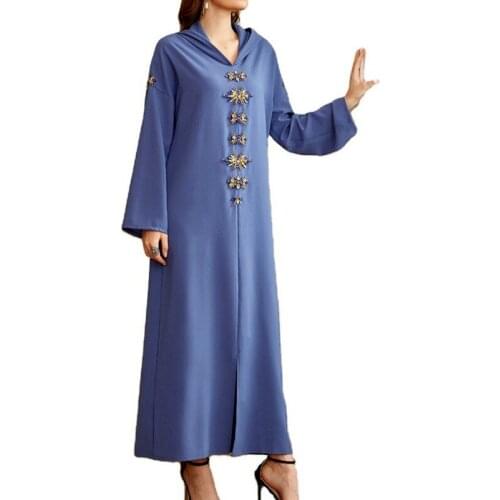Hijab Jellaba Kaftan Women Fashion Diamond Dubai Abay Hooded 2021 Summer Autumn Long Sleeves Moroccan Elegant Long Dresses