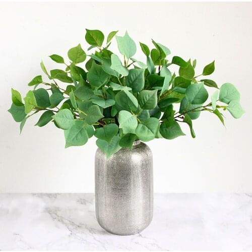 5Pcs Simulation Apple Leaf 3 Forks Silk Green Leaves Fake Plants Decoration Home Garden Wedding Flower Wall Backdrop Branch Leaf
