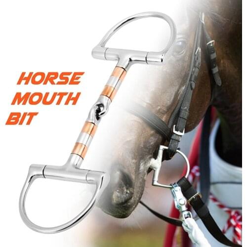 Equestrian Horse Mouth Bit Stainless Steel Horse Mouth Piece Snaffle Double Jointed Bit Horse Racing Accessory