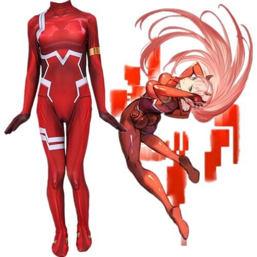 DARLING in the FRANXX Zero Two CODE：002 Cosplay Costume Zentai Outfits Uniform Jumpsuit Bodysuit Catsuit Adult Halloween Prop