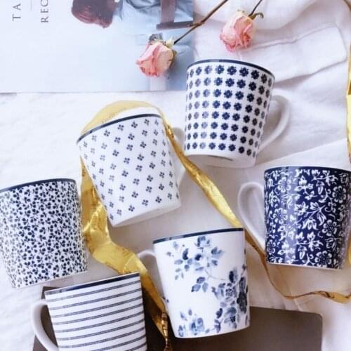 British Ceramics Mug High Color Girls' Water Cup European Creative Geometry Cow Coffee Cups Office Enamel Crockery Drinkware