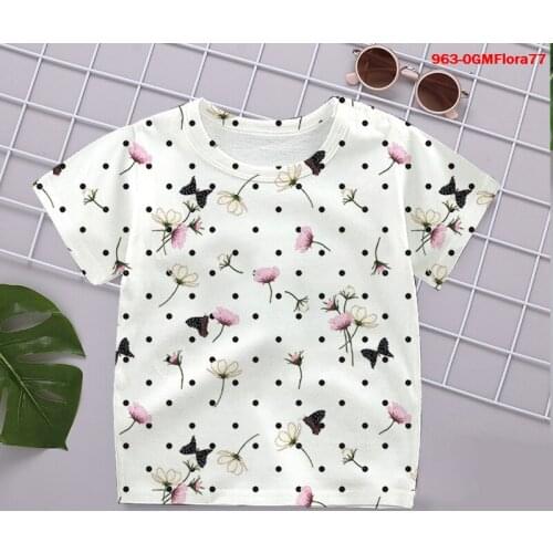 Cute Flora Printing T-shirt Camiseta Kids T shirt Summer Short Sleeve Tshirt Boy Girl Tees 3D Casual Children Clothing Baby Tops