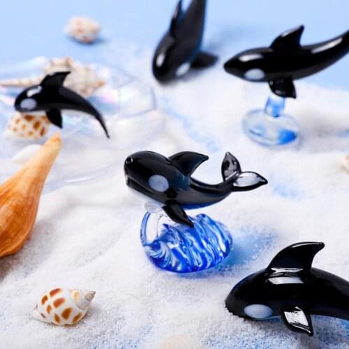 Mini Whale Model Handmade Accessories Glass Desktop Decor Glass Killer Whale Models for Kids Gifts Table Figurines Supplies