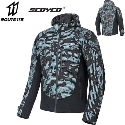 SCOYCO Motorcycle Jacket Protective Gear Winter Hooded Moto Jacket Men Motocross Casual Jacket Windproof Motorcycle Clothing