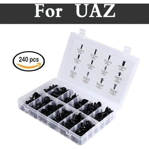 240x Car Styling Retainer Clips Plastic Fasteners Kit Push Pin Rivets Set For Uaz 31512 3153 3159 3162 Simbir 469 Hunter Patriot