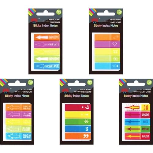 4A Sticky Notes Flags Set Neon Color Stationery Page Marker Index Label Transparent Tabs Stickers Planner Memo Flag 4A 66114