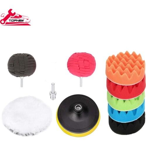 Drill Buffing Sponge Pads Kit, 10 Pcs 3 Inch Car Polishing Drill Pads Wheel Polishing Sponge Ball for Car, Metal and Grass