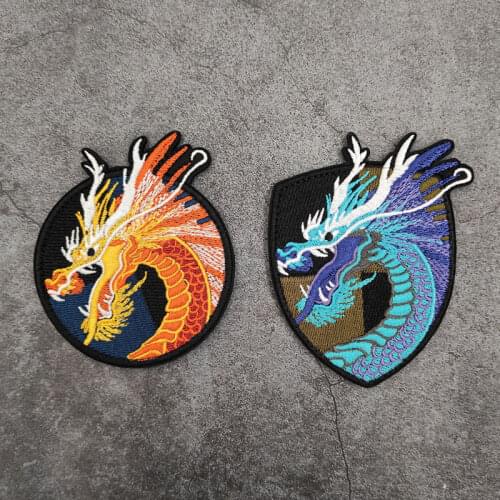 Chinese Dragon Embroidered Patch Avoid Disasters Pray Good Lucky Velcro Tactical Armband For Clothes Backpack Stickers Decor
