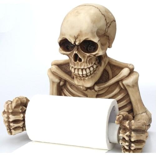 Skeleton Skulls Wall Hanging Club Bathroom Scary Pendant Toilet Paper Holder Party Roll Resin Home Decorations Halloween Props