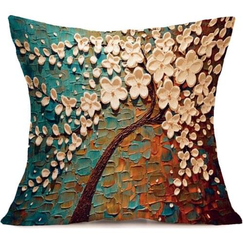Nordic Style 3d Tree Pattern Printed Throw Pillow Case Linen Cotton Cushion Cover Creative Decoration For Sofa Car Covers