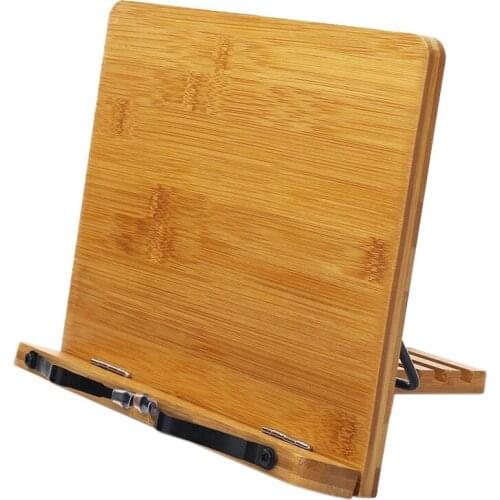 New Bamboo Book Stand Adjustable Book Holder Tray -Cookbook Reading Desk Portable Sturdy Lightweight Bookstand-Textbooks Booksta
