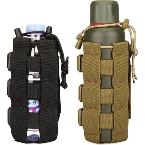 New Outdoor Travel Hiking Drawstring Water Bottle Upgraded Tactical Water Bottle Bag Molle Holder Kettle Carrier Bag