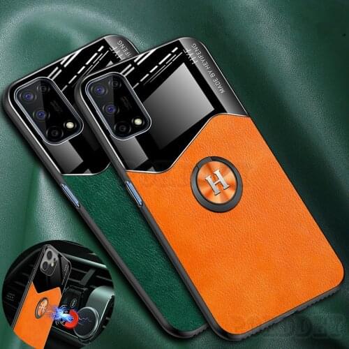 New Glass Leather Case for OPPO Reno 3 5 A5 A7 A9 A12 A91 A52 A72 Realme XT X2 X50 7 Pro Find X2 Neo X3 Lite Magnetic Ring Cover