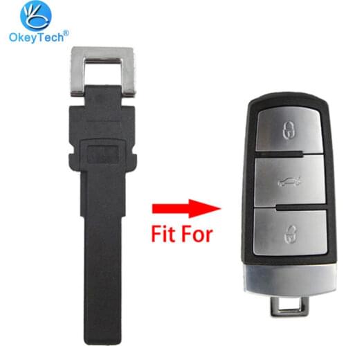 OkeyTech 1 Piece Black Uncut Blank Insert Smart Card Remote Small Emergency Key Blade For VW Volkswage Passat B6 B7 CC Magotan