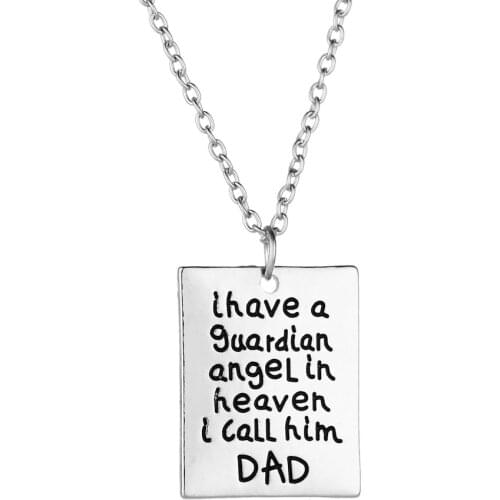 Family Gifts I Have A Guardian Angel In Heaven I Call Him Dad Love Fathers Dad Daddy Memorial Necklaces Family Gifts Charms