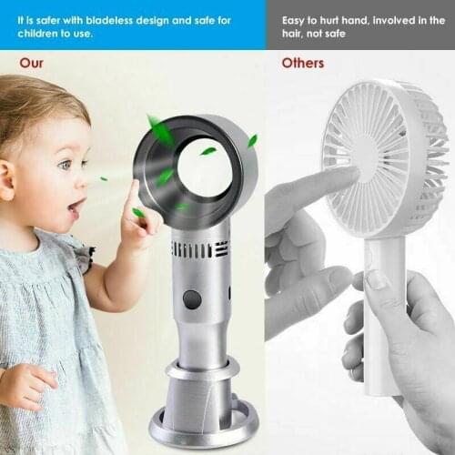 USB 360 Degrees Portable Mini Fan Office Bladeless Hand Held Cooler Mini No Leaf Handy Wireless Outdoor Fan