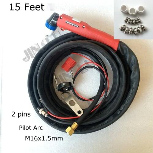 Free consumables P-80 P80 style Plasma Cutter Cutting Torch Complete Pilot Arc for LGK63 LGK80 LGK100 15 feet SALE1