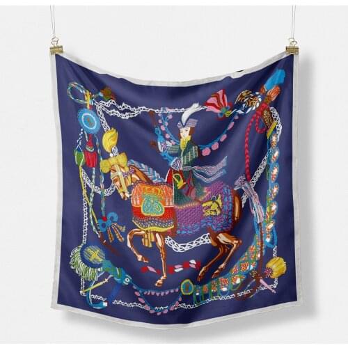 53cm Luxury Square Scarf Design Silk Women Scarf Bandana Headband Fashion Timpanist Hijab Neckerchief 2021 New szalik dla dzieci