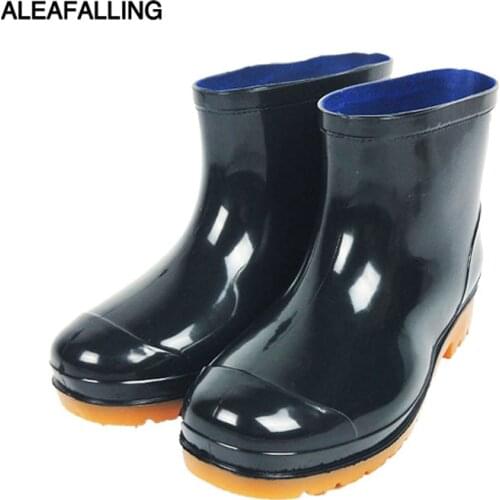 Aleafalling Kitchen Rain Boots Garden Boys Platform Ankle Waterproof Car Washing Flat Solid All-season Cookers Men Boots M90