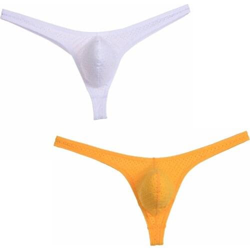2PCS/Lot Sexy Mesh Breathable Bikini Sexy Mens Thongs G-Strings Male Thong Underwear Tanga Underwear Men Fashion Underpants
