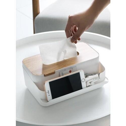 Removable Wood Cover Tissue Box Storage Organizer for Living Room Home Decoration Tools