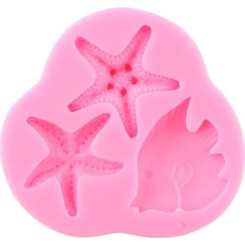 Starfish Silicone Mold Fish DIY Chocolate Fondant Molds Cupcake Topper Cake Decorating Tools Polymer Clay Candy Resin Moulds