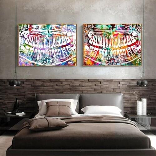 Modern Abstract Graffiti Art Posters Colored Teeth Laugh Canvas Printing oil Painting Dental Education Office Wall Decoration