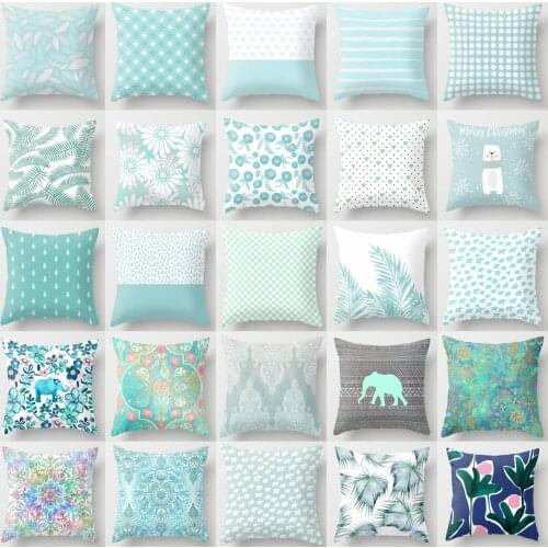 Super Hot Hipster Light Blue Green Mint Cushion Cases Modern Geometry Print Boho Decorative Pillowcase Sofa Couch Throw Pillows
