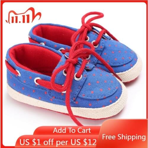 Newborn Toddler Baby Shoes Boy Girl Soft Sole Anti-slip Canvas Denim Sport 0-2 Years Baby Lace-up First Walkers Crib Shoes