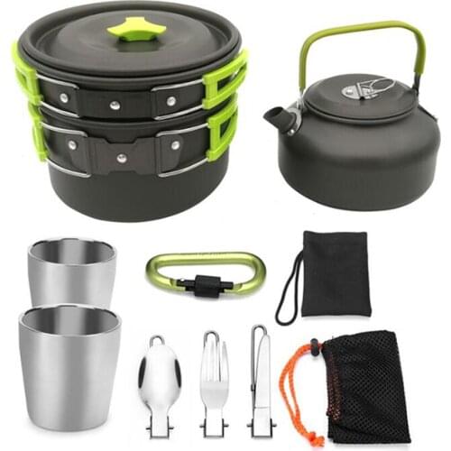 Ultra-light Camping Cookware Aluminum Alloy Utensils Outdoor Cooking Teapot Picnic Tableware Kettle Pot Frying Pan