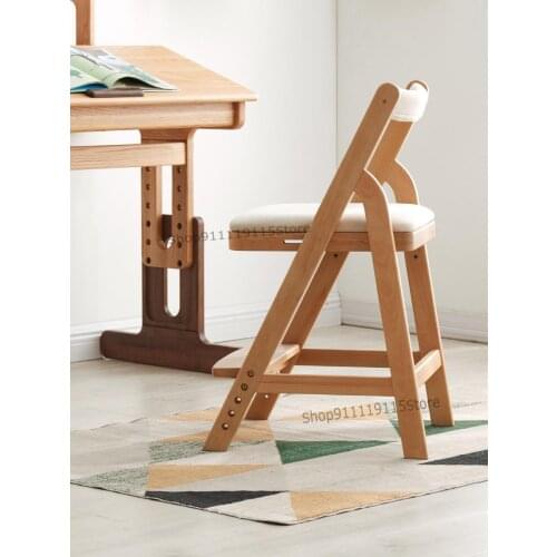 All Solid Wood Children Dining Chair Simple Beech Student Lift Writing Chair Nordic Adjustable Learning Chair