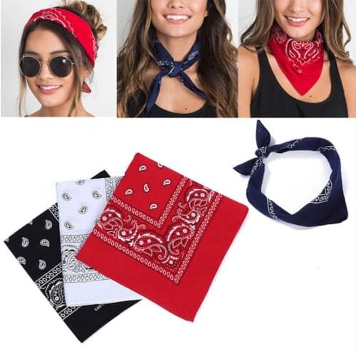 Women Hair Accessories Cotton Bandana Scarf Square Fashion Female Bandanas Headwear Rock Cool Girls Multi Headbands