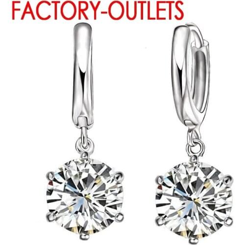 Big Discount 925 Sterling Silver Bridal Jewelry Pierced Dangle Earrings Jewelry Shining Wedding Earrings For Women/Girls