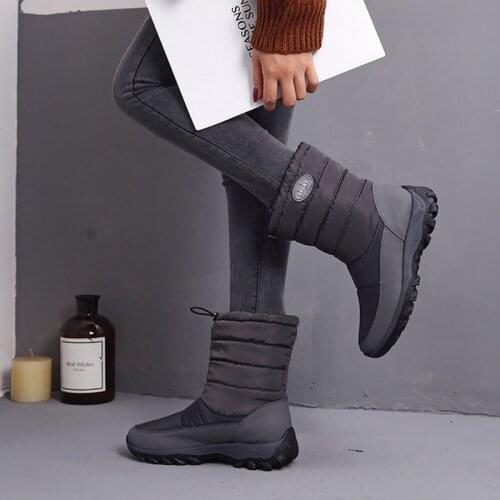 Winter snow boots women shoes 2021 solid waterproof plush warm winter shoes women ankle boots shoes woman plus size