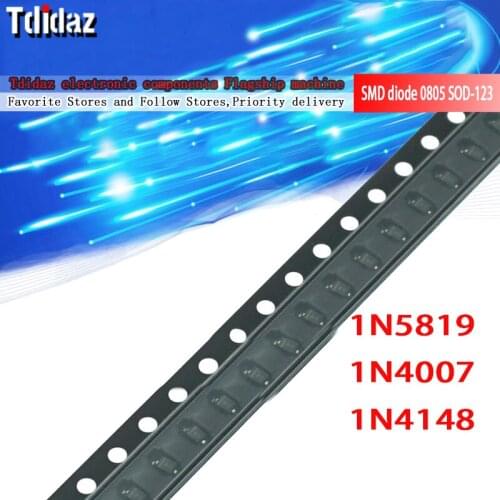 100pcs SMD diode 0805 SOD-123 1N5819 1N4007 1N4148 SOD123 SOD-323 1206 1N4148WS 1N5819WS B5819WS SOD323