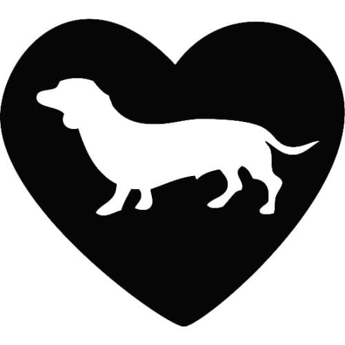 12x13cm Heart Dachshund Animal Dog Car Stickers Waterproof Decals Car Styling Accessories Window Decor Black/ White CL003